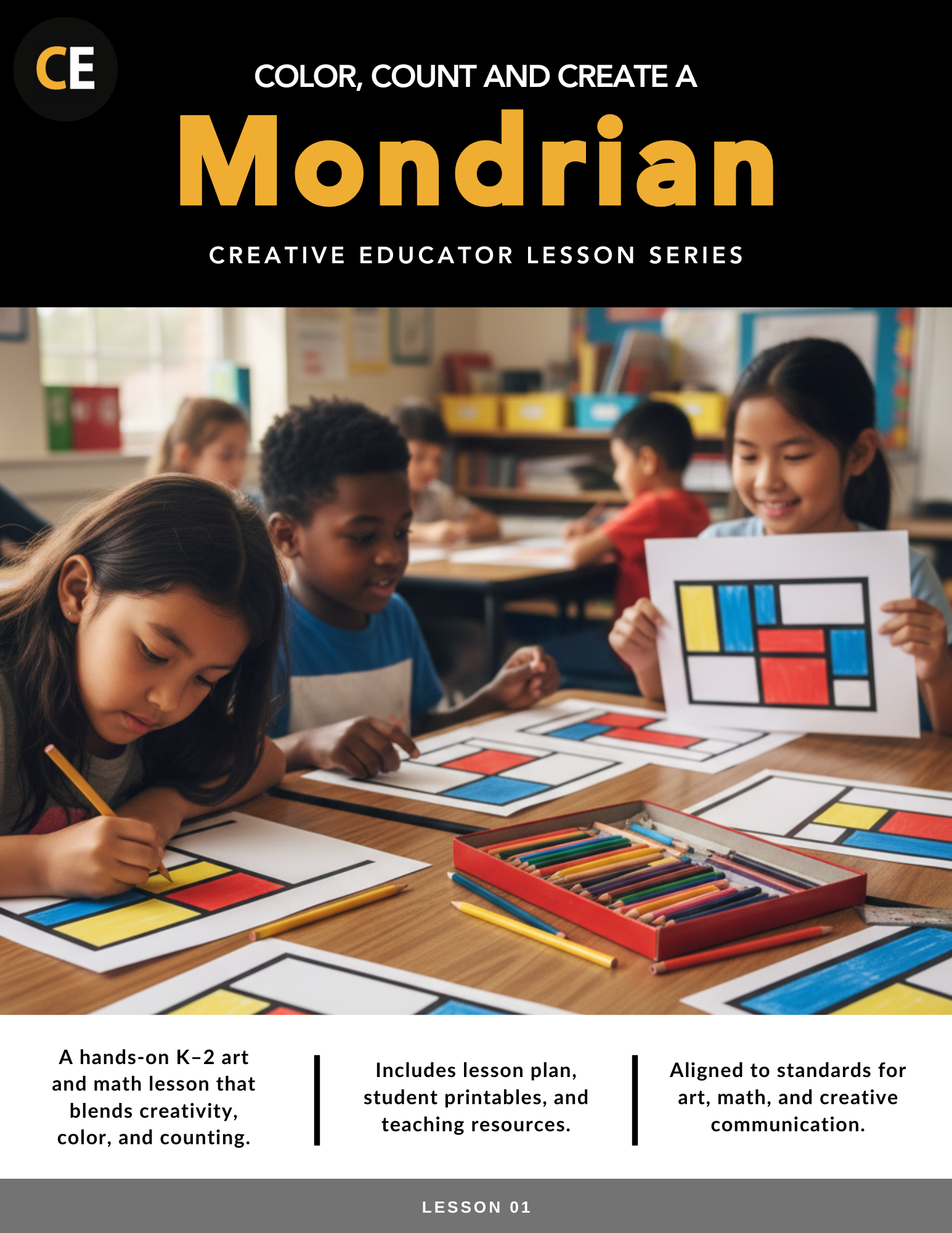 Cover of CE Lesson: Color, Count and Create a Mondrian
